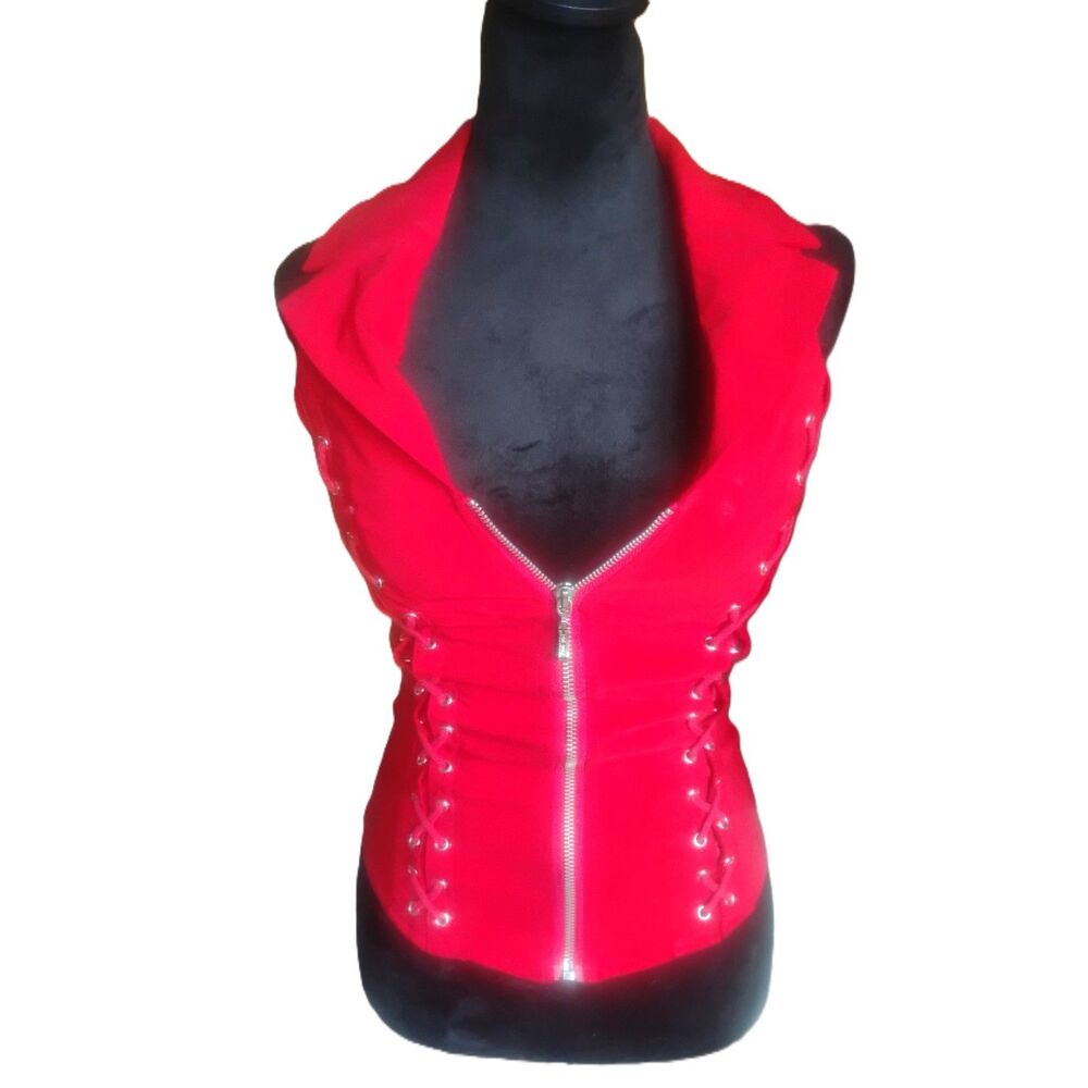 Hearts-Rob Women's Size Small Zipper Front  Halter Top